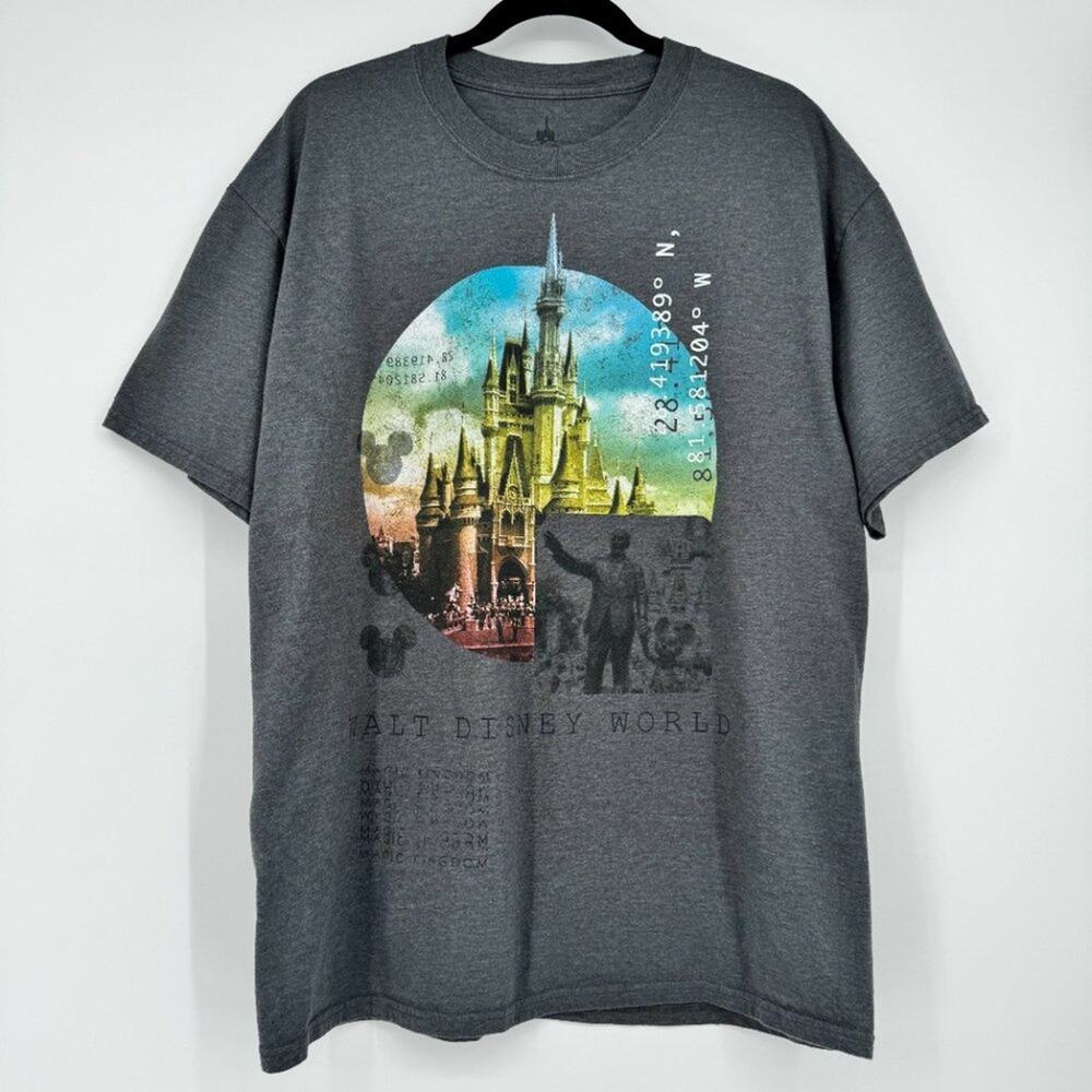 Disney Parks by Hanes Magic Kingdom Castle Coordinates Tee Shirt XL‎ Gray